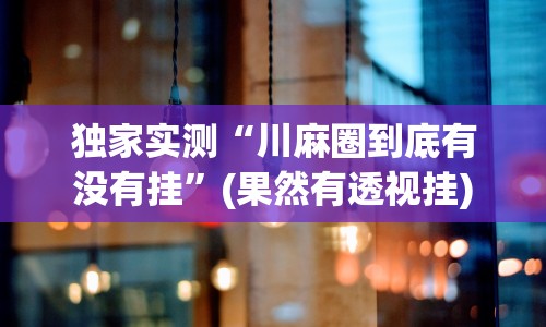 独家实测“川麻圈到底有没有挂”(果然有透视挂)